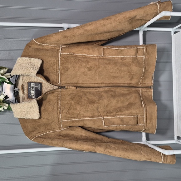 Aeropostale Faux Suede Jacket with Shearling Collar - Picture 7 of 12
